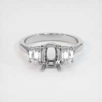 14K White Gold Three Stone Ring Setting Image
