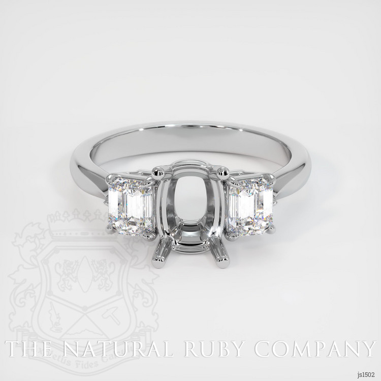 14K White Gold Three Stone Ring Setting
