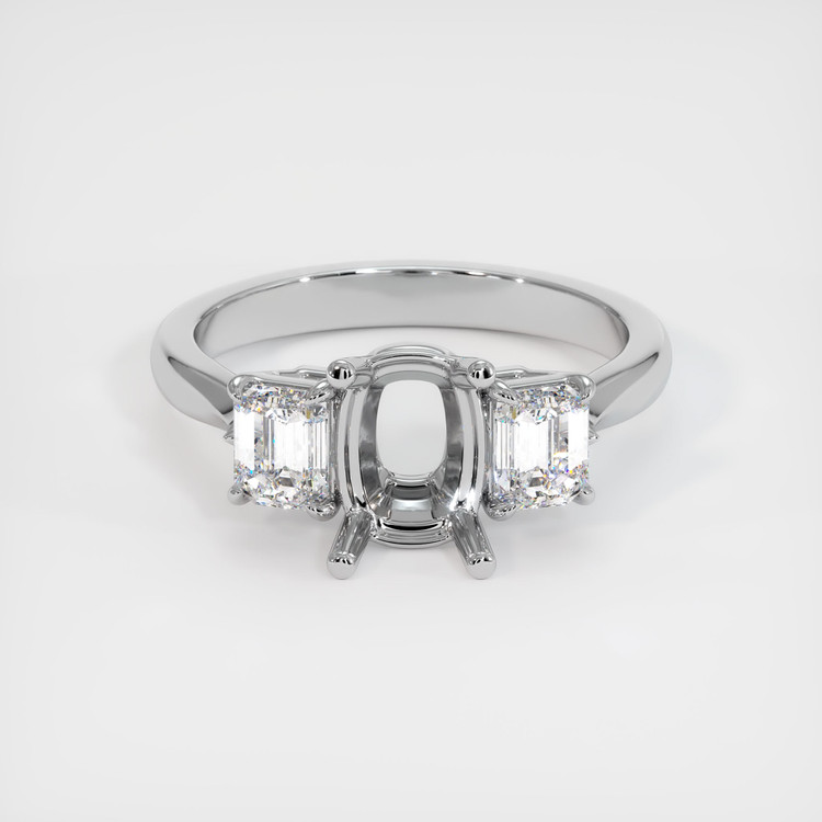 18K White Gold Three Stone Ring Setting