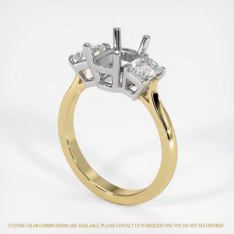 14K White & Yellow Three Stone Ring Setting
