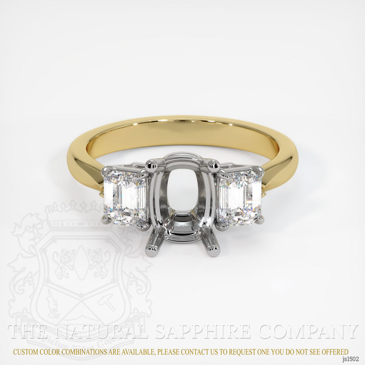 14K White & Yellow Three Stone Ring Setting