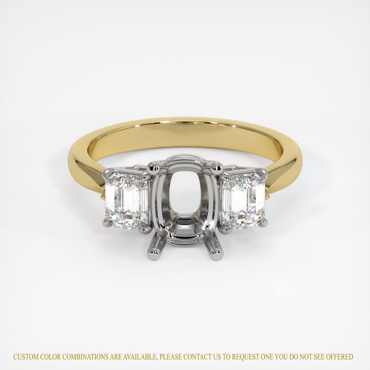 14K White & Yellow Three Stone Ring Setting