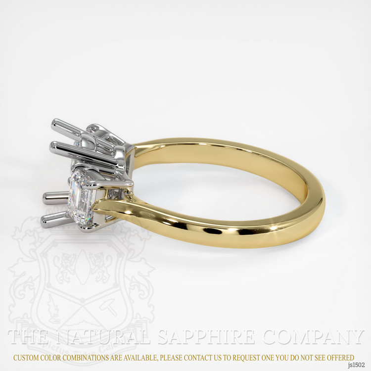 14K White & Yellow Three Stone Ring Setting