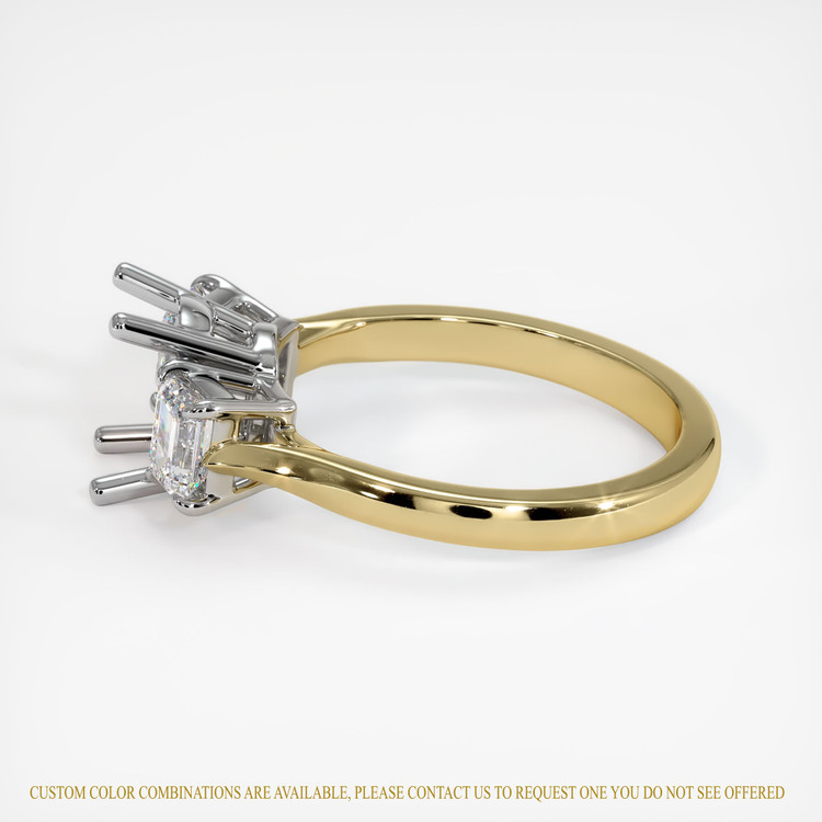 14K White & Yellow Three Stone Ring Setting