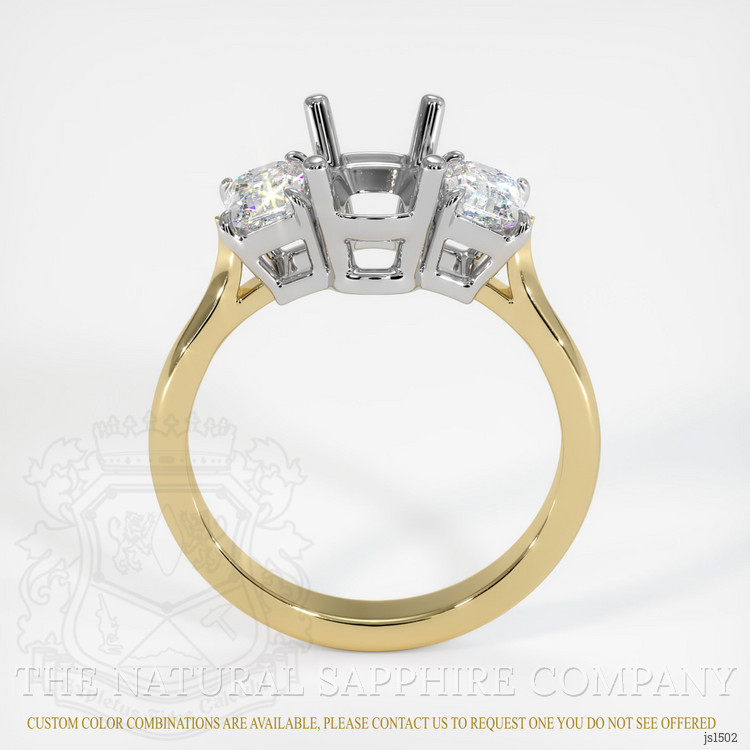 14K White & Yellow Three Stone Ring Setting
