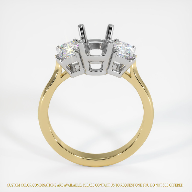 14K White & Yellow Three Stone Ring Setting