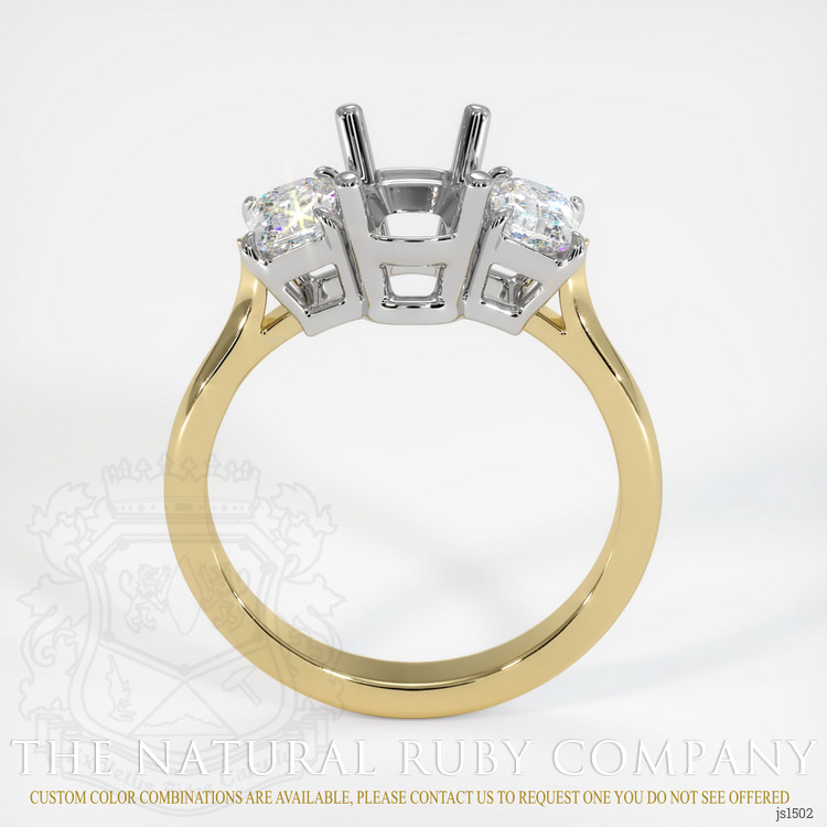 14K White & Yellow Three Stone Ring Setting