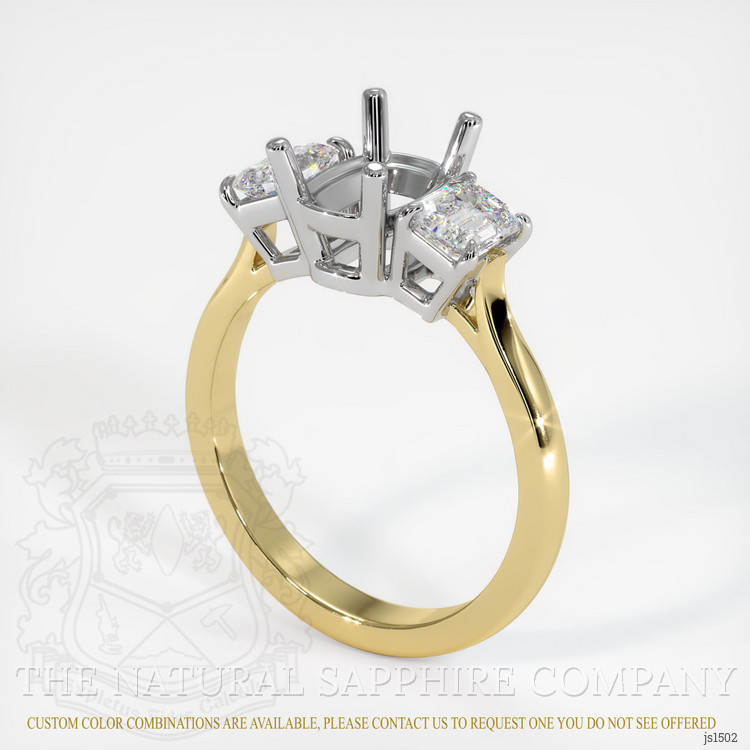 18K White & Yellow Three Stone Ring Setting