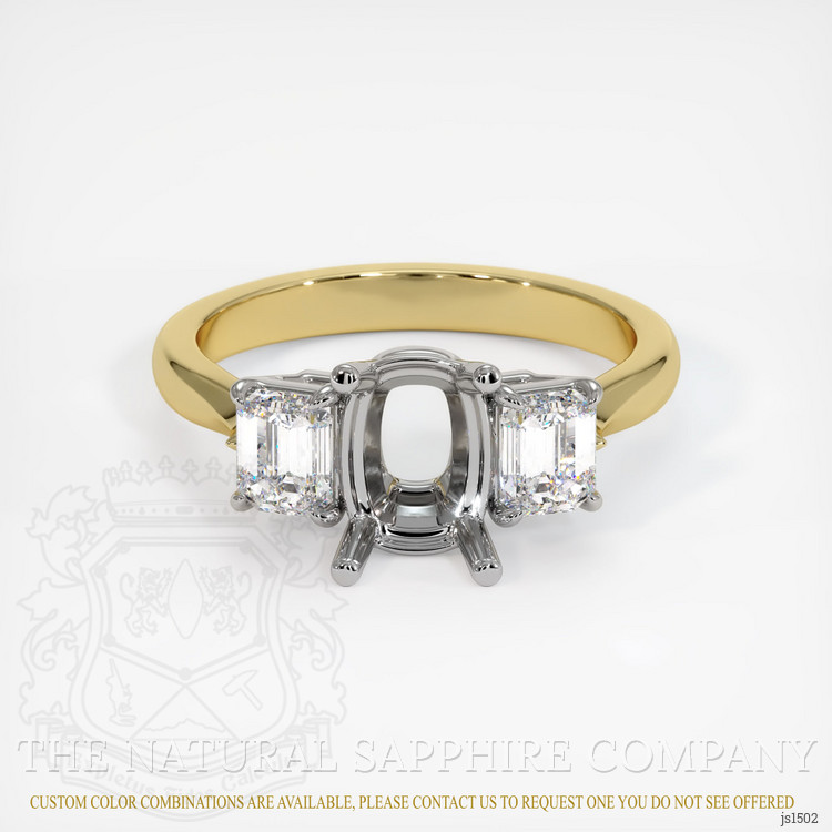 18K White & Yellow Three Stone Ring Setting