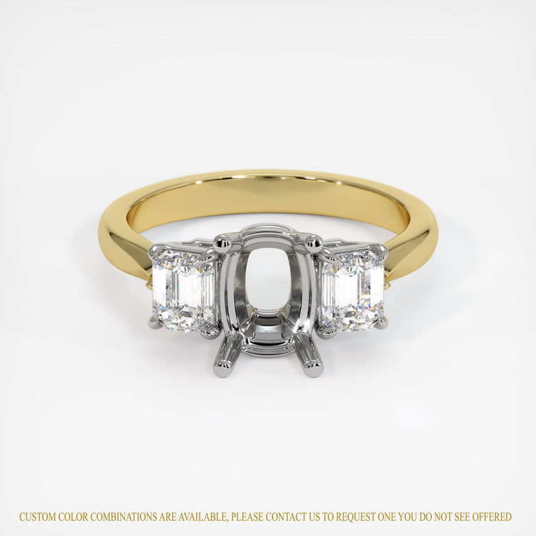 18K White & Yellow Three Stone Ring Setting
