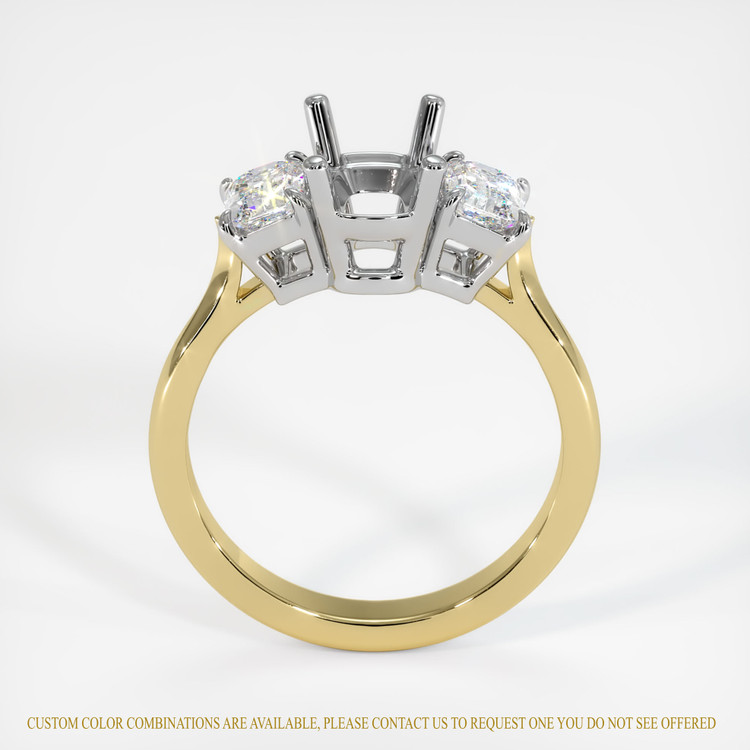 18K White & Yellow Three Stone Ring Setting