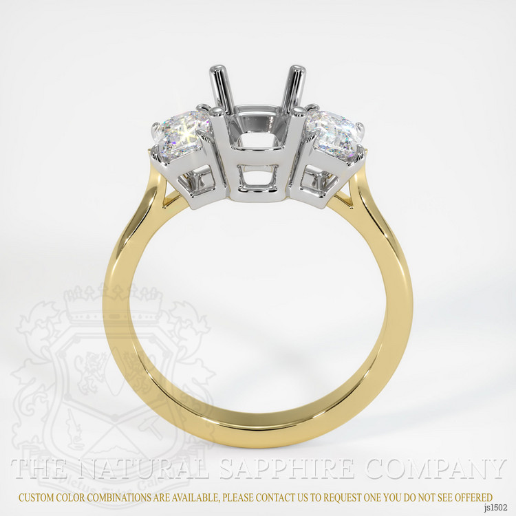 18K White & Yellow Three Stone Ring Setting