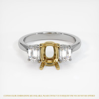 14K Yellow & White Three Stone Ring Setting Image