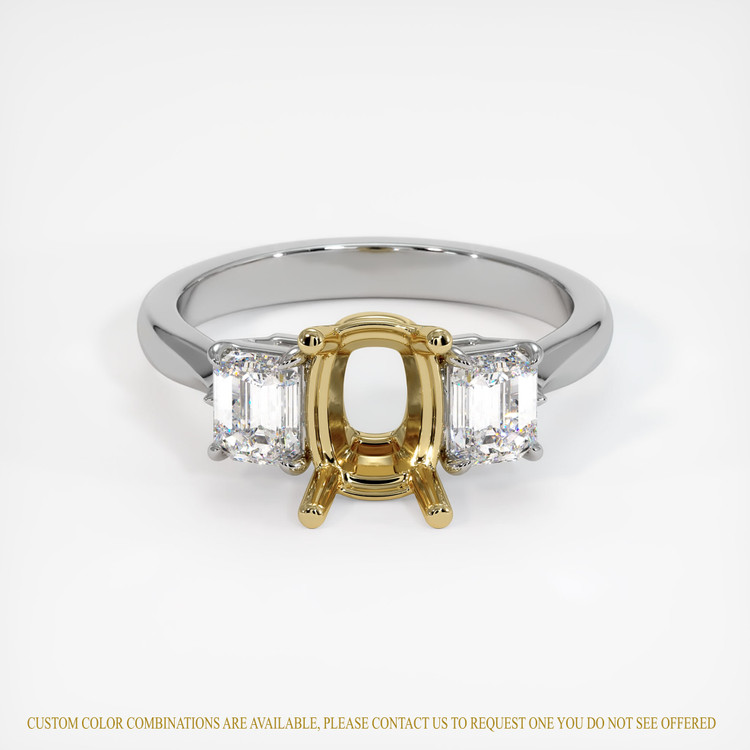 14K Yellow & White Three Stone Ring Setting