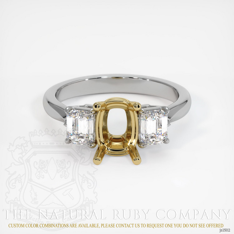 14K Yellow & White Three Stone Ring Setting