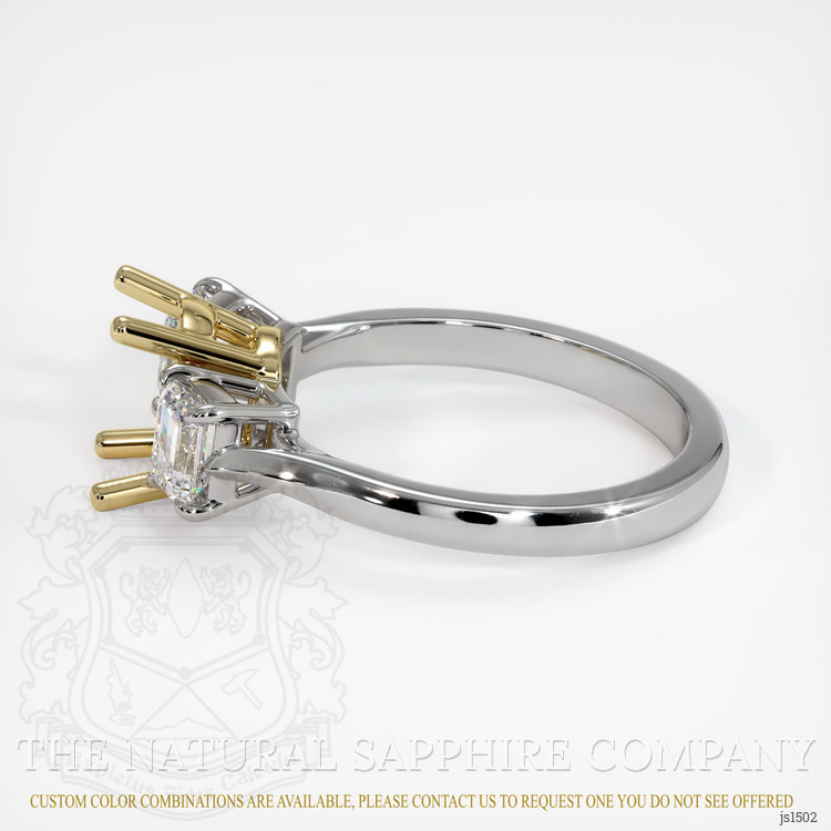 14K Yellow & White Three Stone Ring Setting