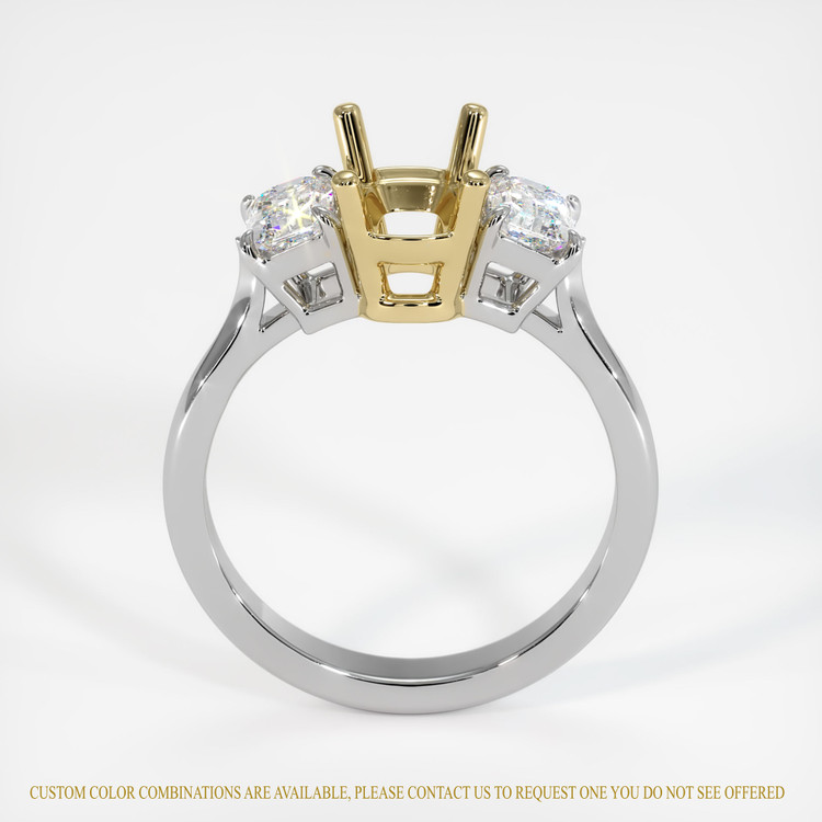 14K Yellow & White Three Stone Ring Setting
