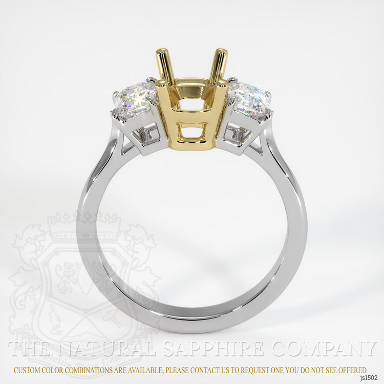 14K Yellow & White Three Stone Ring Setting