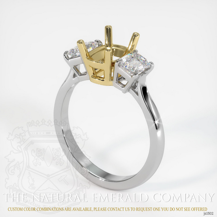 18K Yellow & White Three Stone Ring Setting
