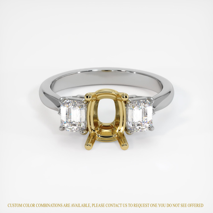 18K Yellow & White Three Stone Ring Setting