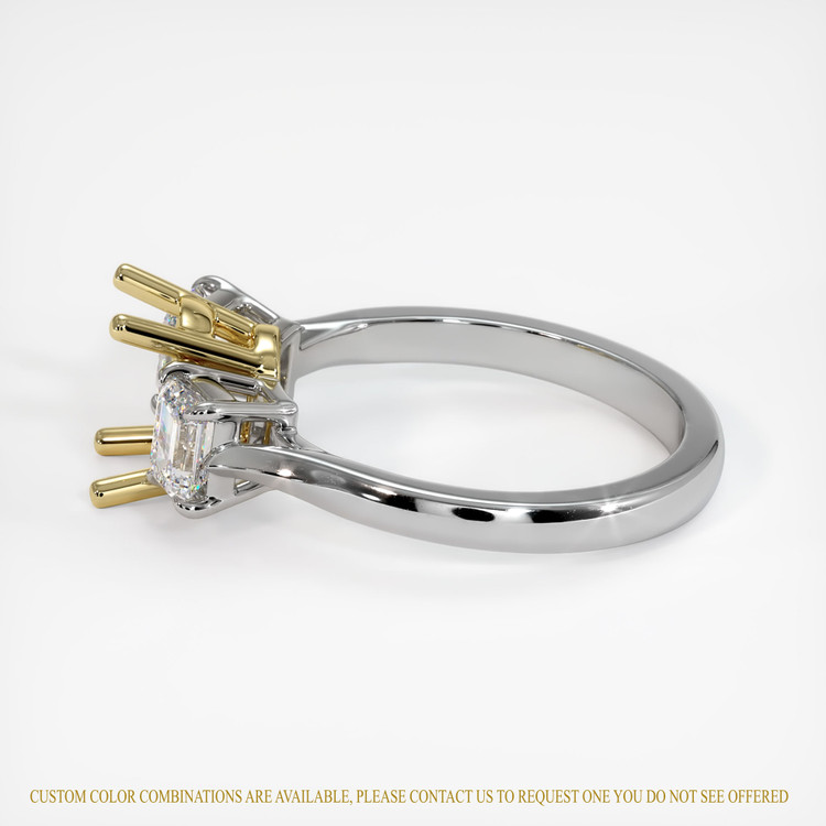 18K Yellow & White Three Stone Ring Setting