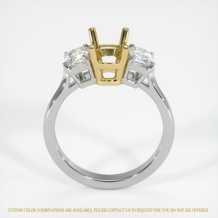 18K Yellow & White Three Stone Ring Setting