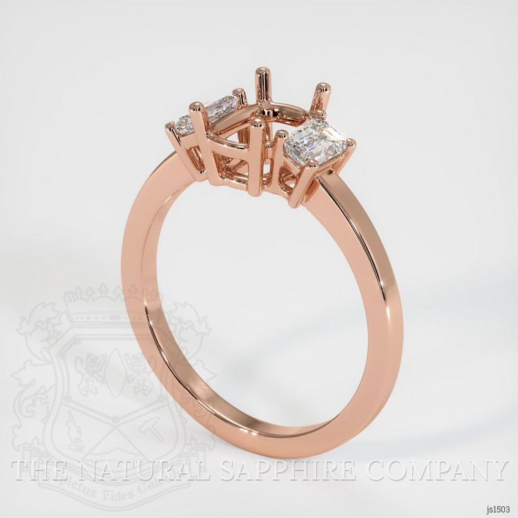 14K Rose Gold Three Stone Ring Setting