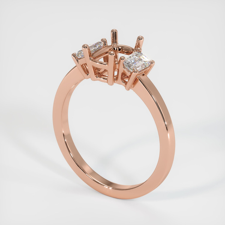 14K Rose Gold Three Stone Ring Setting