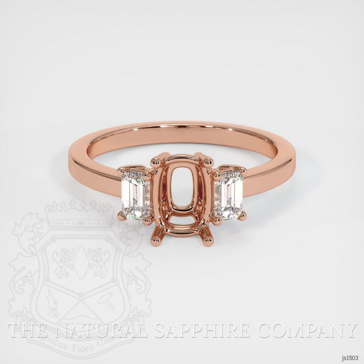 14K Rose Gold Three Stone Ring Setting