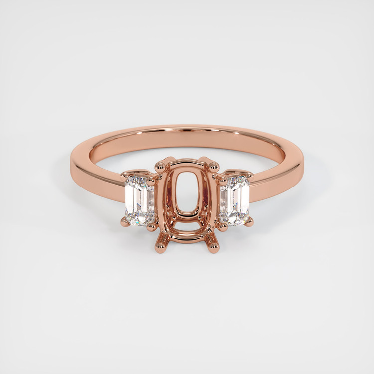 14K Rose Gold Three Stone Ring Setting