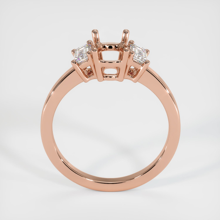 14K Rose Gold Three Stone Ring Setting