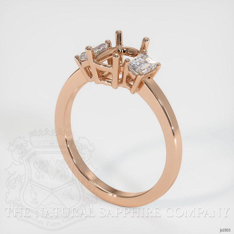 18K Rose Gold Three Stone Ring Setting