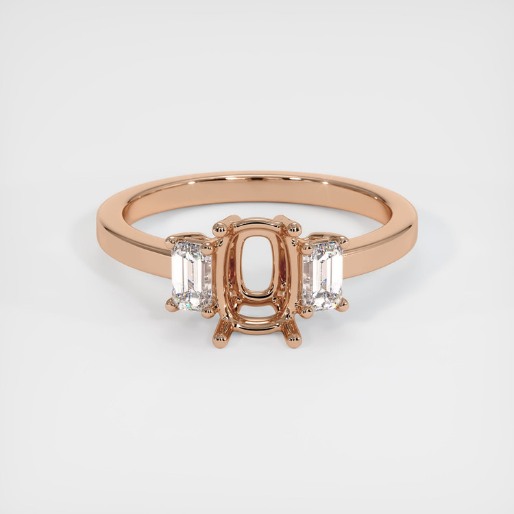 18K Rose Gold Three Stone Ring Setting