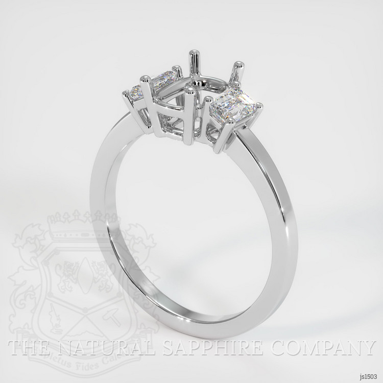 14K White Gold Three Stone Ring Setting