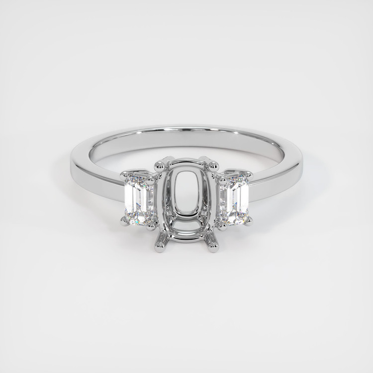14K White Gold Three Stone Ring Setting