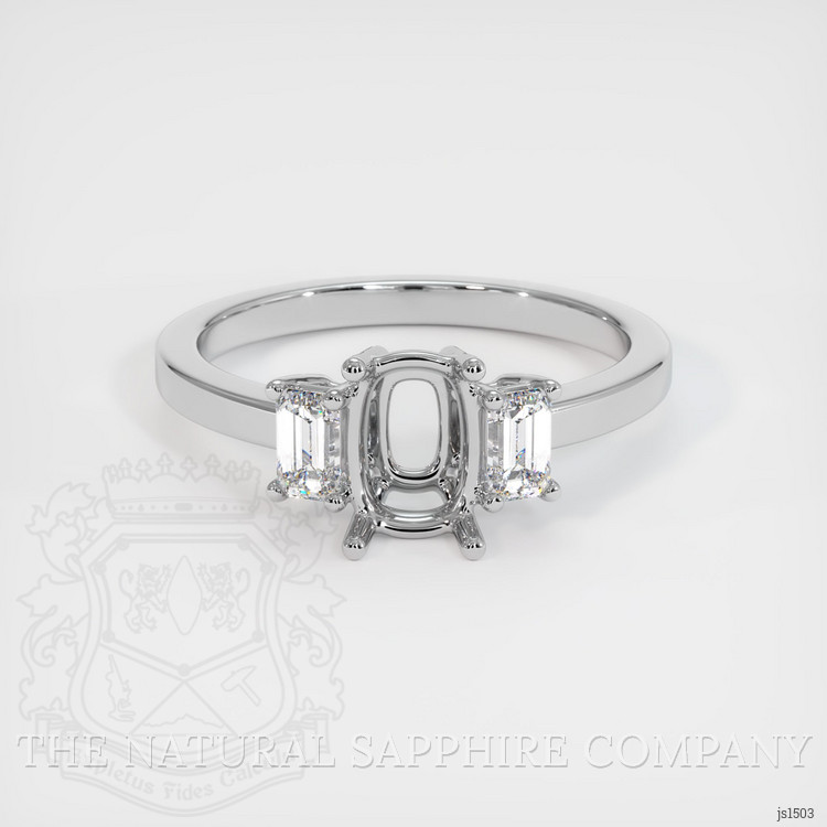 14K White Gold Three Stone Ring Setting