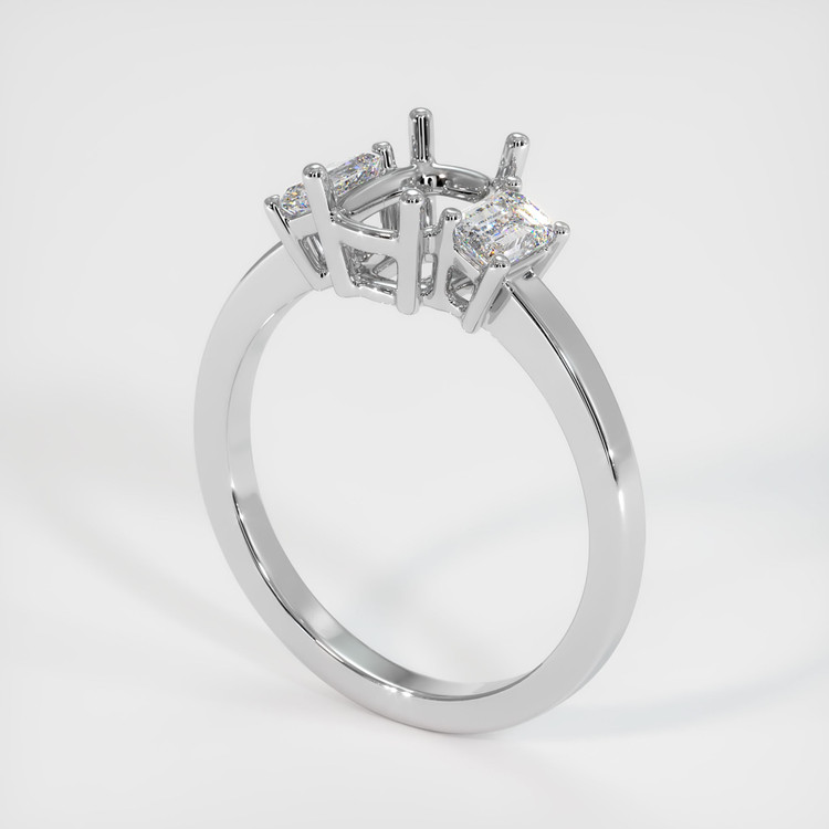 18K White Gold Three Stone Ring Setting