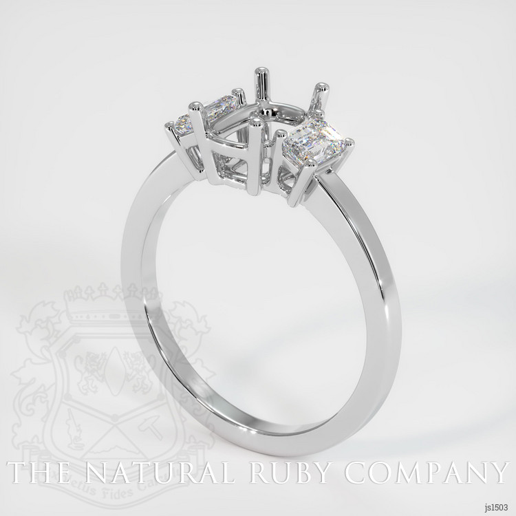 18K White Gold Three Stone Ring Setting