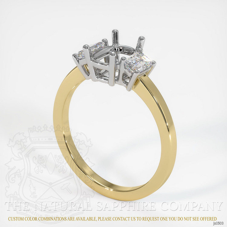 14K White & Yellow Three Stone Ring Setting