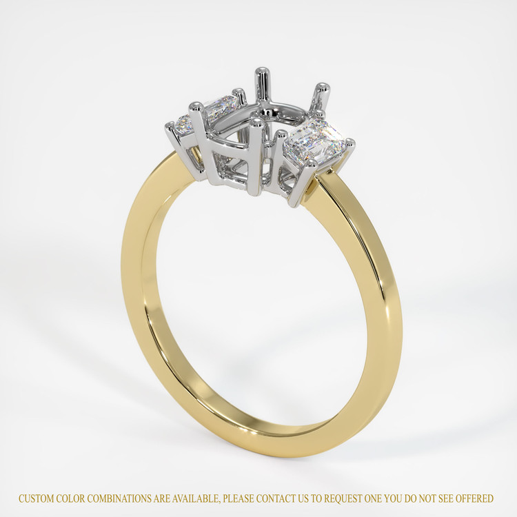 14K White & Yellow Three Stone Ring Setting
