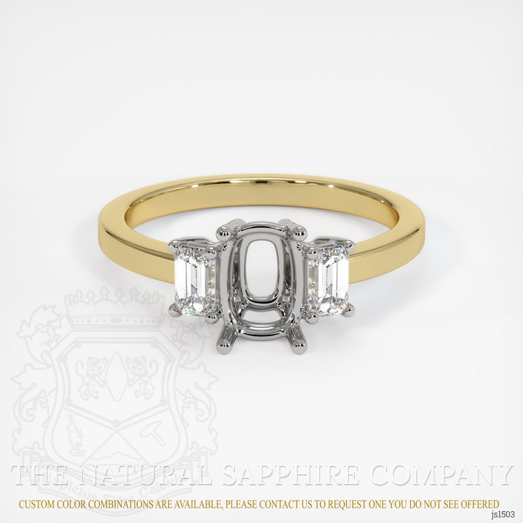 14K White & Yellow Three Stone Ring Setting