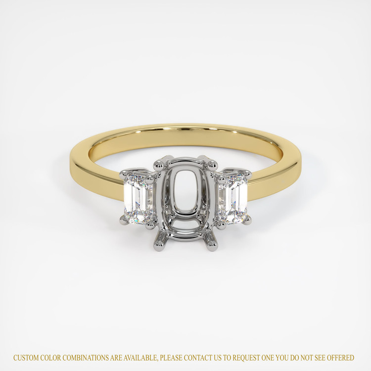 14K White & Yellow Three Stone Ring Setting