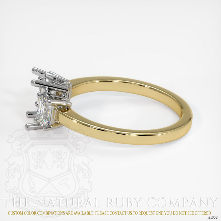 14K White & Yellow Three Stone Ring Setting