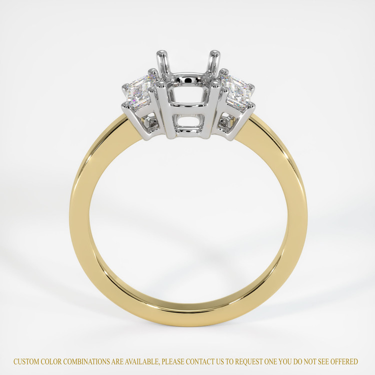 14K White & Yellow Three Stone Ring Setting