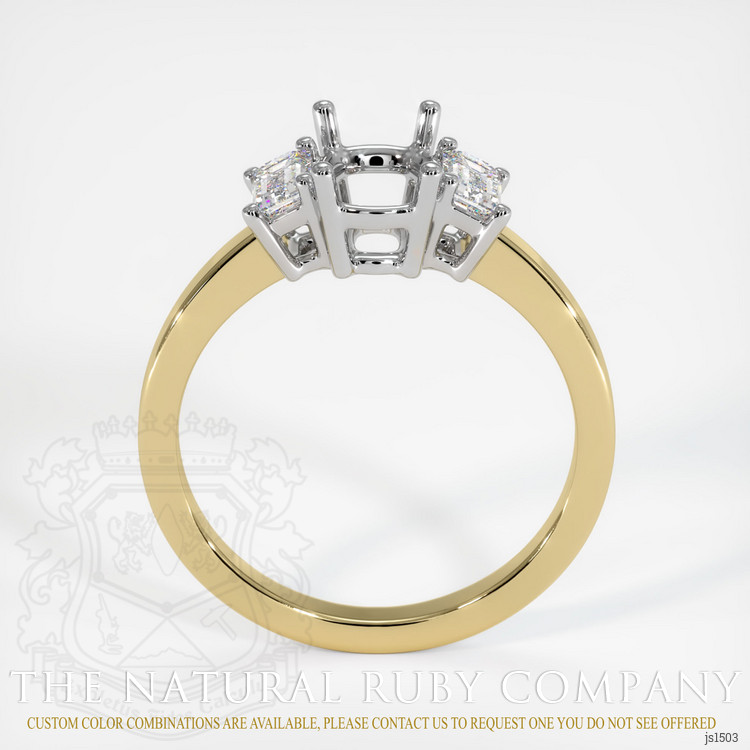 14K White & Yellow Three Stone Ring Setting