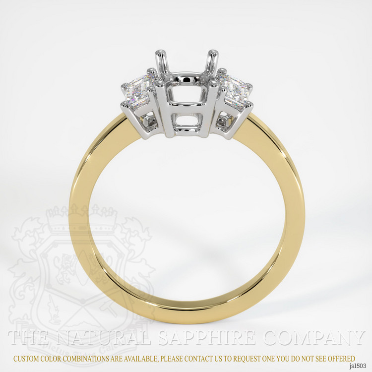 14K White & Yellow Three Stone Ring Setting