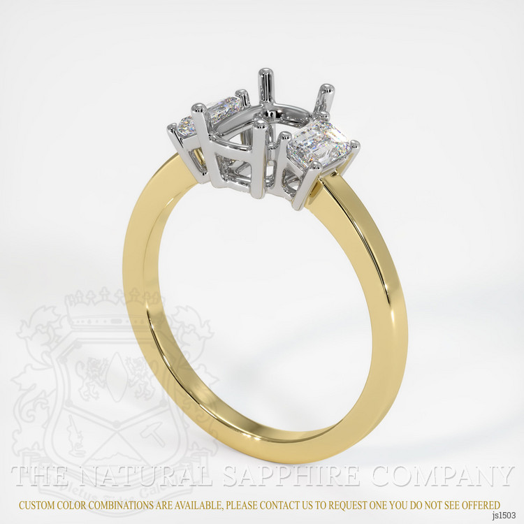 18K White & Yellow Three Stone Ring Setting
