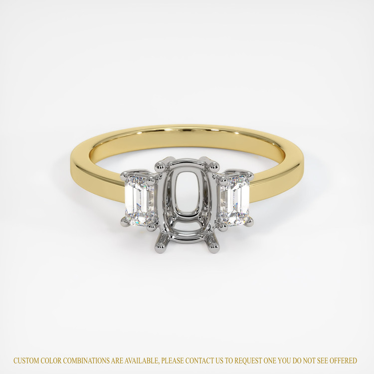 18K White & Yellow Three Stone Ring Setting