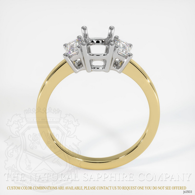 18K White & Yellow Three Stone Ring Setting