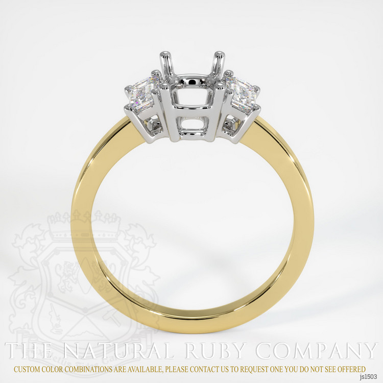 18K White & Yellow Three Stone Ring Setting